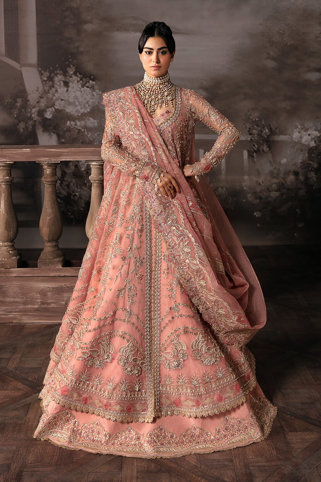 Net Bridal Frock for Walima in Blush Pink #Y2068 | Pakistani bridal dresses,  Pakistani bridal wear, Pakistani bridal
