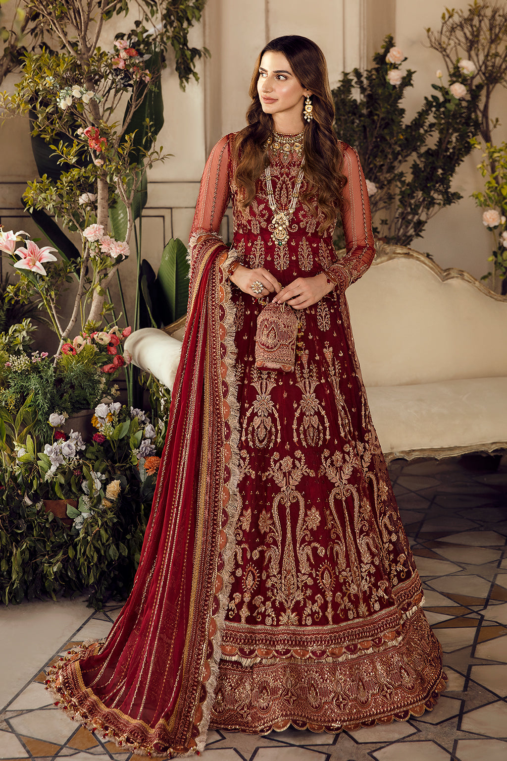 Bridal Lehengas : Designer maroon pure silk heavy embroidered ...